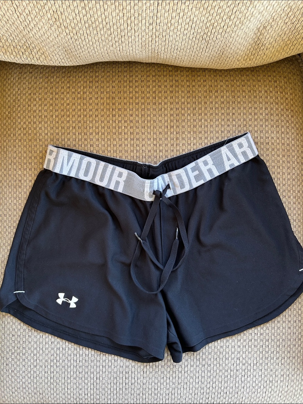 Under Armour Black Women's Athletic Shorts with Grey Branded Waistband